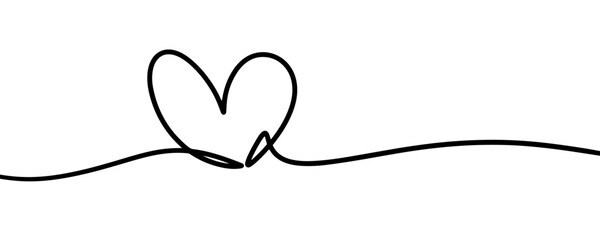 Line art love heart banner background design vector. 