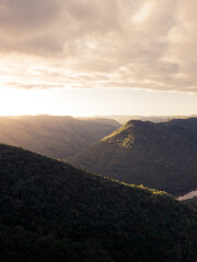 Sunset in a landscape valley