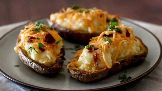 Rotating Plate of Twice Baked Potatoes