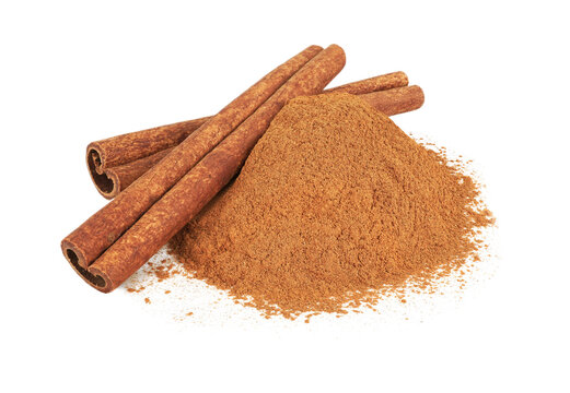 Cinnamon Stick And Powder Isolated On Transparent Background With PNG.