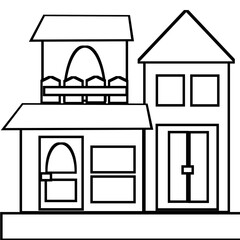 Coloring page house made of shapes