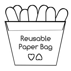 Coloring page reusable paper bag and breads