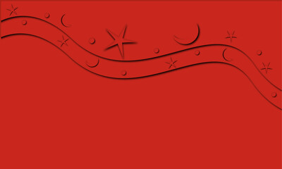 Moon and stars papercut slime red background with copy spaces.