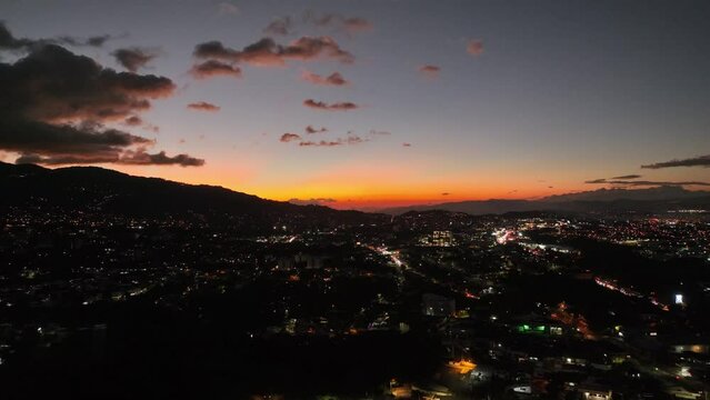 sunset over the city of Escazu, Costa Rica