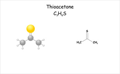 Stylized 2d molecule model/structural formula of thioacetone.