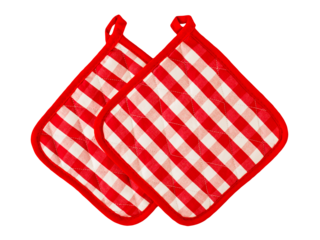 2 rote Topflappen  Hintergrund transparent PNG cut out