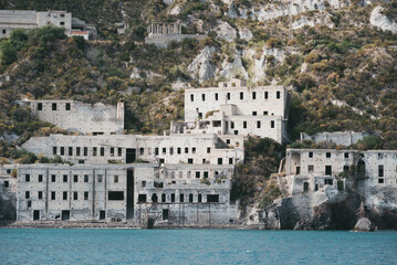 La vecchia fabbrica in cui si estraeva la pietra pomice a Lipari, nell'arcipelago delle Eolie in...