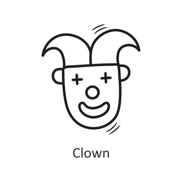 Clown vector outline Icon Design illustration. New Year Symbol on White background EPS 10 File