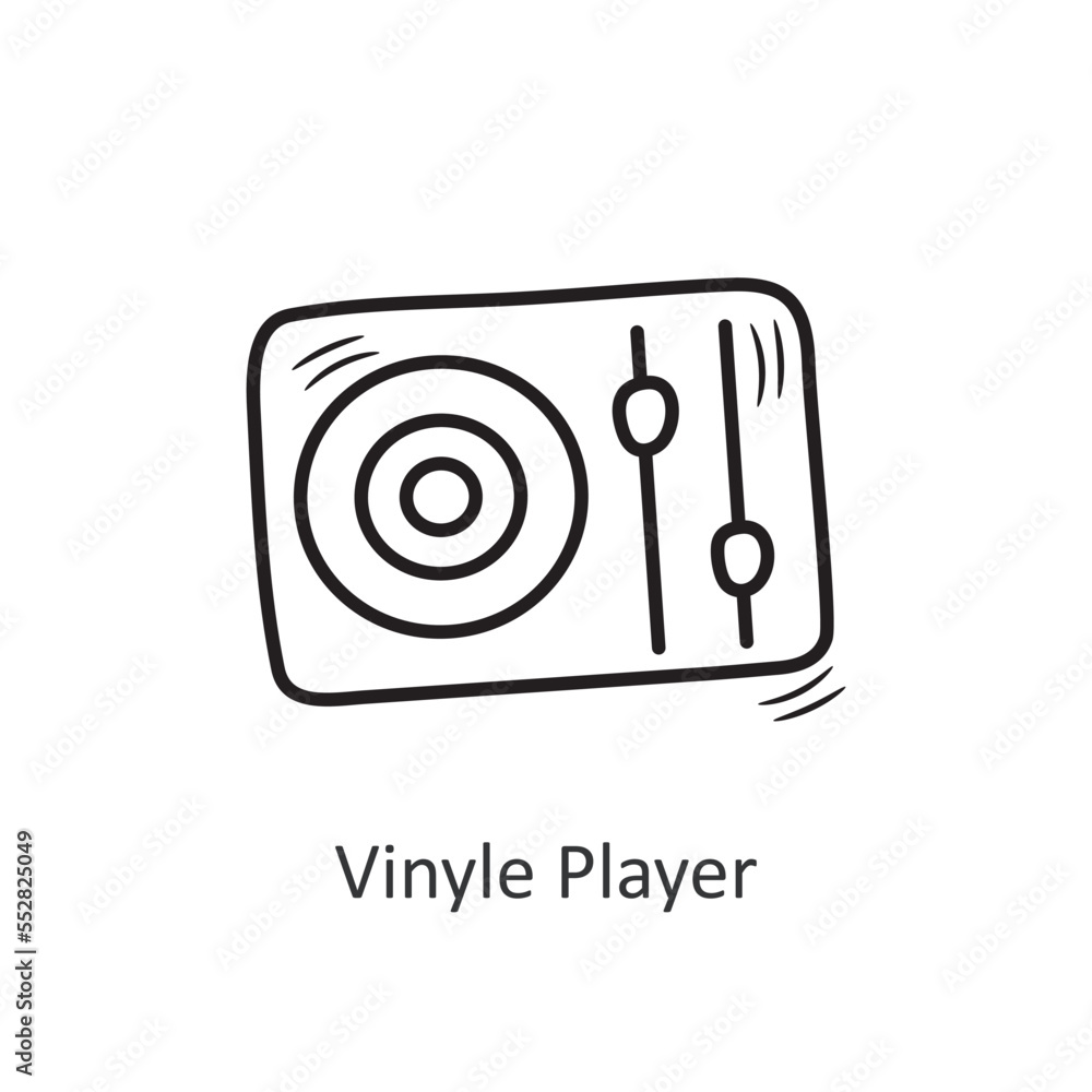 Poster vinyle player vector outline icon design illustration. new year symbol on white background eps 10 fi
