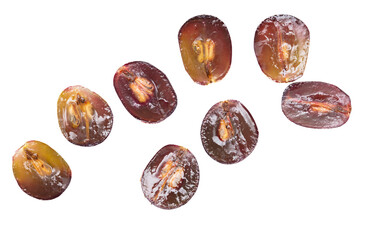 Cut grape isolated on white background.