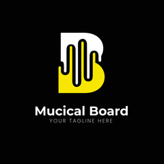 Bm. musical board logo. abstract logo. minimal logo. music logo.m logo. b logo template