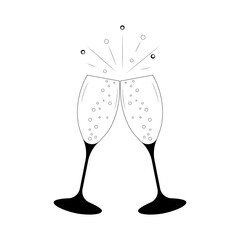 The contours of two glasses of champagne.