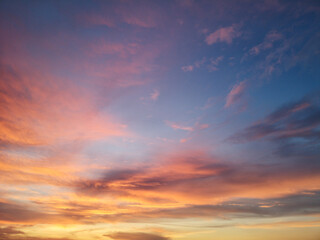 Colorful clouds in the sky at sunset.