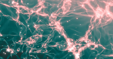 Abstract smoke background in the rays of the sun, beautiful glowing waves from the air with particles of energy and magic. Screensaver, video in 4k, motion graphics design