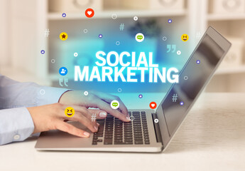 Freelance woman using laptop concept