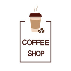 Coffee shop logo template isolate on transparent background.