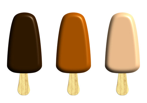 Trois b&acirc;tonnets glac&eacute;s enrob&eacute;s de chocolat noir, au lait ou blanc