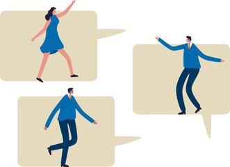 People in speech bubbles have fun communicate. Business people with text bubbles. Illustration