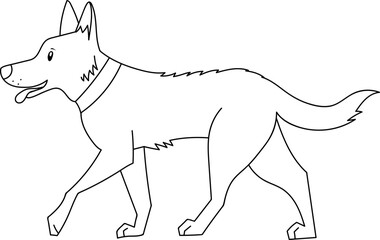 Cute coloring page for kids with cartoon nice dog. Cartoon vector illustration for children isolated on white background.