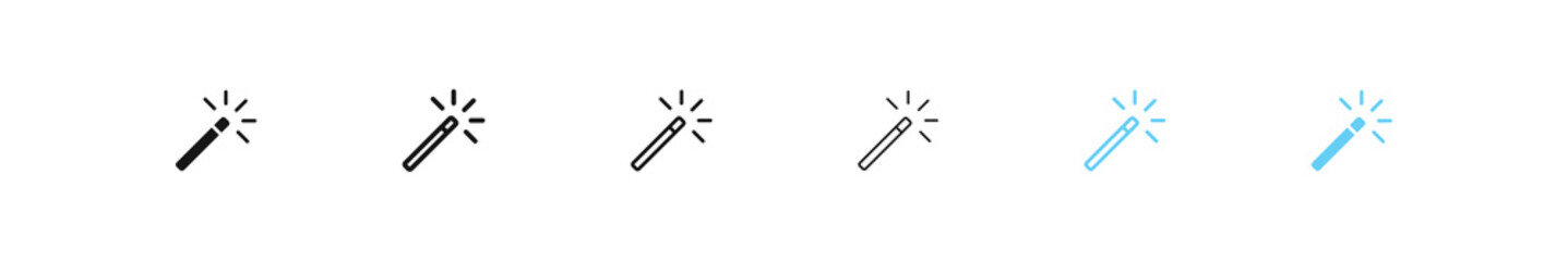 Magic wand icon. Design tool sign. Magician stick symbol. Wizard tool icons. Vector sign.