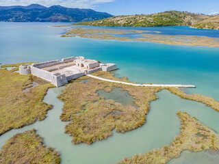 ali pasha water fortress with a labyrinth of sea plants, Albania