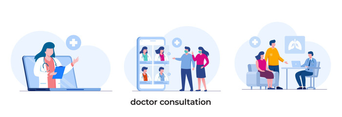 doctor consultation, paramedic & medical, medicine concept, hospital, flat illustration vector template