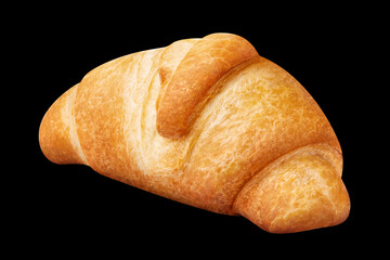 Delicious croissant, isolated on black background