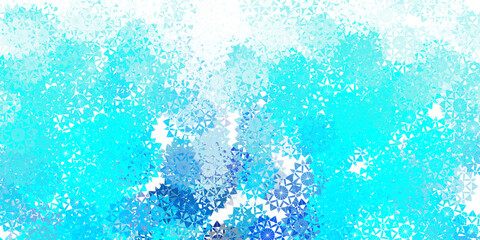 Light blue vector beautiful snowflakes backdrop with flowers.