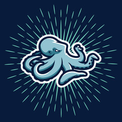 Illustration of an octopus with a menacing look. sports mood