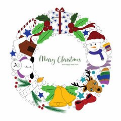 Illustration circular christmas elements holiday card background