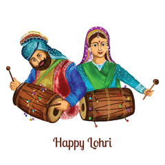 Obraz premium Illustration of happy lohri festival of punjabi card background