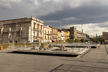 Ruins of Templo Mayor in the center of Mexico city, Mexico