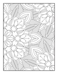 Fototapeta premium Floral Coloring Pages, Mandala Coloring Page For Adult 