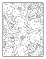 Obraz premium Floral Coloring Pages, Mandala Coloring Page For Adult 