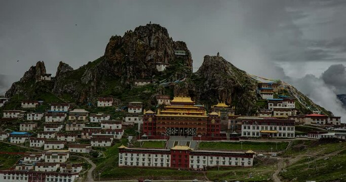Zizhu temple, about 4800 meters above sea level, one of the oldest and most important temple of the Bon religion, built three thousand years ago, Dingqing county, Qamdo prefecture, Tibet