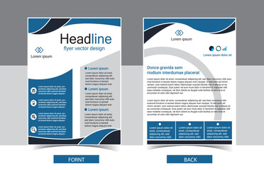 Modern business two-sided flyer, booklet, brochure cover vector design template. A4 format