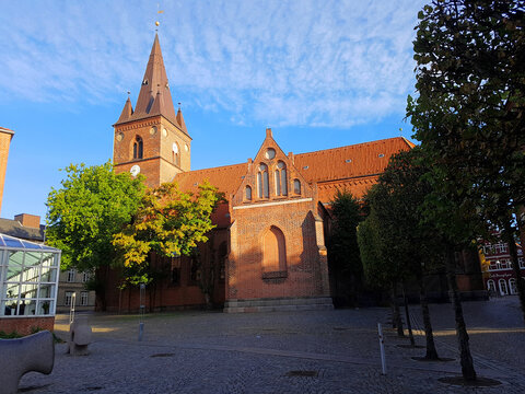 The Danish red church Sct. Nicolai in the city of Kolding