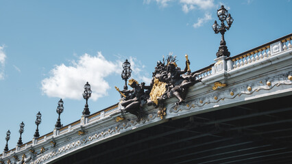 Fototapeta premium Decorated famous old bridge over Seine in Paris France