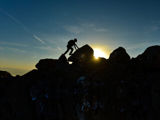 Fototapeta premium adventure trips in the mountains, pursuit of wilderness exploration