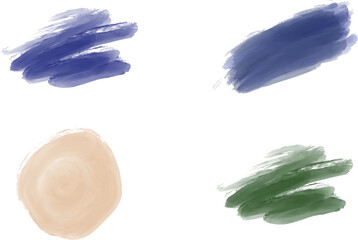 Blue, pink and green watercolor brush stroke splashes
