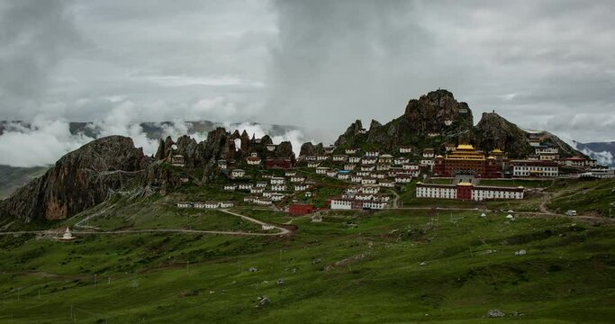 Zizhu temple, about 4800 meters above sea level, one of the oldest and most important temple of the Bon religion, built three thousand years ago, Dingqing county, Qamdo prefecture, Tibet