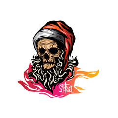 christmas skull wearing santa claus hat vector
