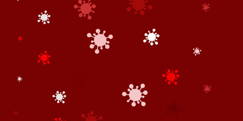 Light red vector pattern with coronavirus elements.
