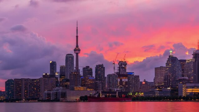 Toronto Skyline - Day to Night Time Lapse