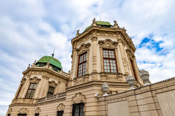 Fototapeta na wymiar Detail of Schloss Belvedere in Vienna. Belvedere Castle and its Christmas market.