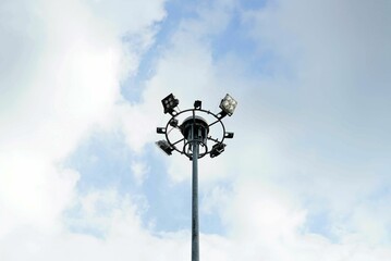 A groups of the LED spotlight on the top of the Lamppost.