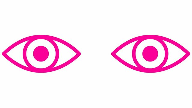 
Animated pink two eyes are closing. blinks an eyes. Linear icon. Looped video. Vector illustration on white background.