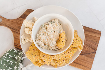 chips and dip in a bowl