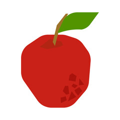 Red apple on a branch. Vector illustration of fresh fruits isolated on white background. For labels, advertising, postcards, textiles and packaging.