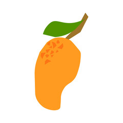 Ripe mango. Vector illustration of fresh fruits isolated on white background. For labels, advertising, postcards, textiles and packaging.